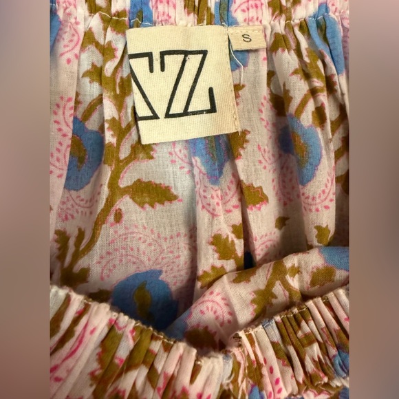 SZ Blockprints Essa Print Tracy Top in Camel Made In India Size Small - Picture 11 of 12